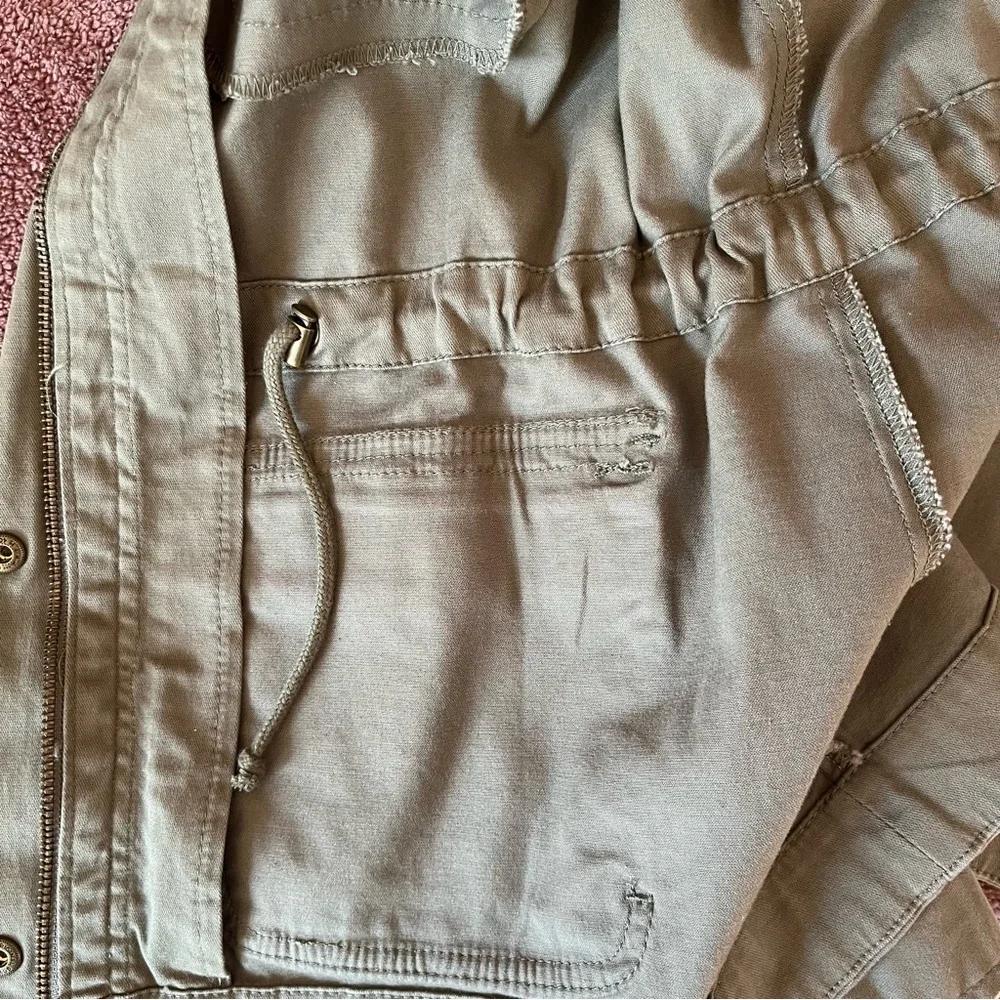 L.L. Bean Classic Utility Jacket Coat Olive Army Green Women's Small Petite - Picture 12 of 13